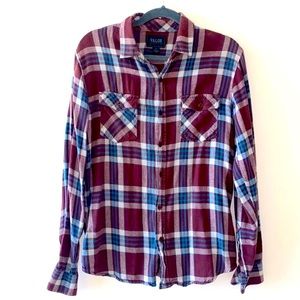 Mens Valor Collective Flannel- Burgundy plaid, Size S